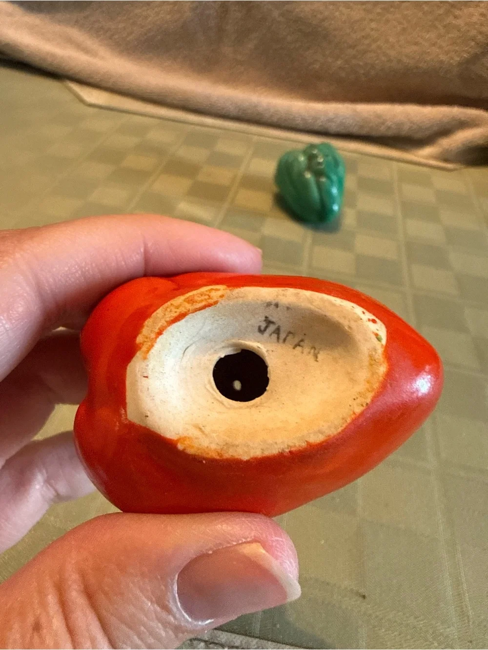 Vintage Ceramic Bell Pepper Salt & Pepper Shakers Set Made in Japan Mid-Century